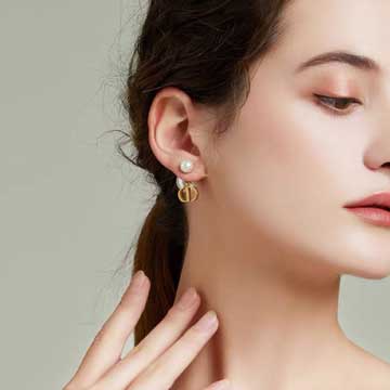 Angelababy優雅百搭新寵CD珍珠耳釘,Di0r復古金飾